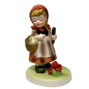 Vintage FLAMBRO Collectors Choice Figurine Girl with Basket and Walking Stick